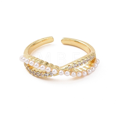 Brass Micro Pave Cubic Zirconia Open Rings RJEW-J017-VC197-1