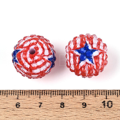 Independence Day Opaque Acrylic Round Beads OACR-T029-07B-1