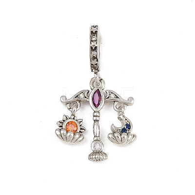 Brass Colorful Rhinestone European Dangle Charms LS-KK-P324-07P-1
