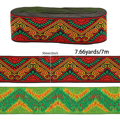 Ethnic Style Embroidery Polyester Ribbons OCOR-WH0070-23A-1