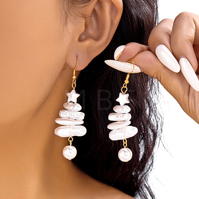 Alloy & Imitation Pearl Dangle Earrings WGB67B8-01-1