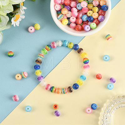 200Pcs Transparent Stripe Resin Beads RESI-SP0001-45-1