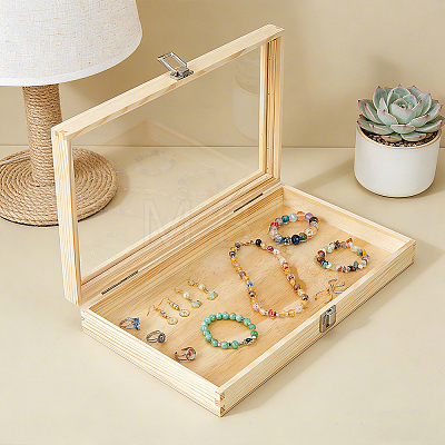Wood Jewelry Display Cases with Visible Window Lid AJEW-WH0696-753B-1