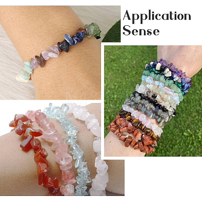 Fashewelry 5Pcs 5 Style Natural Mixed Stone Chip Beads Stretch Bracelets for Women BJEW-FW0001-03-1