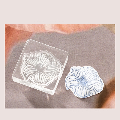 Flower Silicone Clear Stamps with Acrylic Blocks DIY-G121-07D-1