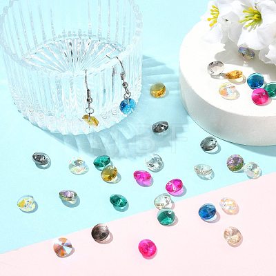 160Pcs 8 Colors Glass Charms RGLA-FS0001-24-1