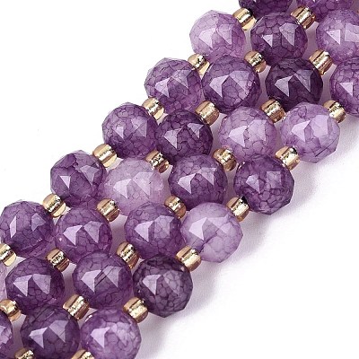 Ombre Effect Dyed Transparent Crackle Glass Beads Strands GLAA-Q111-8MM-03-1