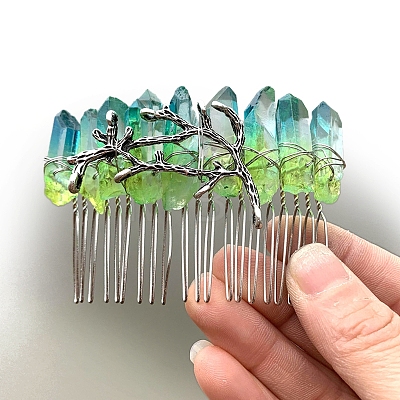 Natural Crystal Hair Combs PW-WGC6E88-09-1