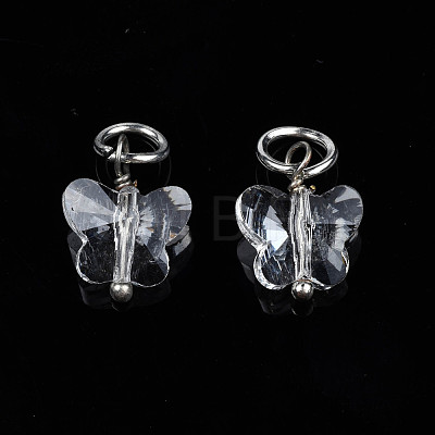 Faceted Transparent Glass Charms GLAA-T024-06M-1