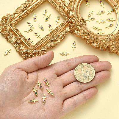 30Pcs Brass Micro Pave Cubic Zirconia Pendants ZIRC-CJ0001-20-1