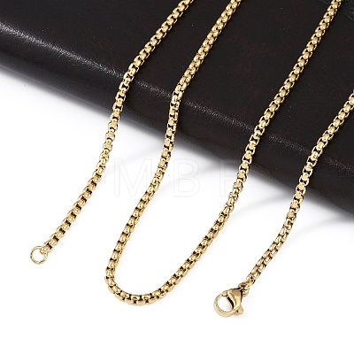 304 Stainless Steel Box Chain Necklaces X-NJEW-P244-01G-1