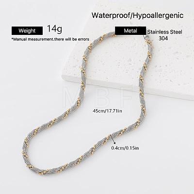 Duo Tone 304 Stainless Steel Round Mesh Chain Necklaces for Men Women IZ7438-6-1