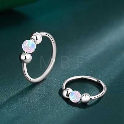 316L Surgical Stainless Steel & Round Synthetic Opal Hoop Nose Rings WG47E0A-07-1