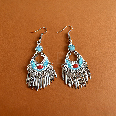 Ethnic Style Alloy & Resin Tassel Chandelier Earrings for Women WG9E5ED-01-1