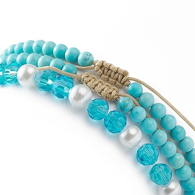 Ocean Theme Synthetic Turquoise & Natural Howlite Anklets Set AJEW-AN00505-1