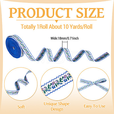 10Yards Polyester Flower Ribbon OCOR-TA0003-63A-1