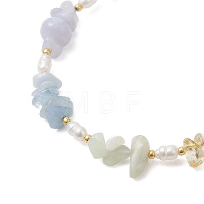 Natural Mixed Gemstone Chips Beaded Bracelets for Women BJEW-JB13219-01-1
