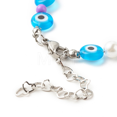 Evil Eye Handmade Lampwork Beaded Bracelets for Women BJEW-JB07761-1