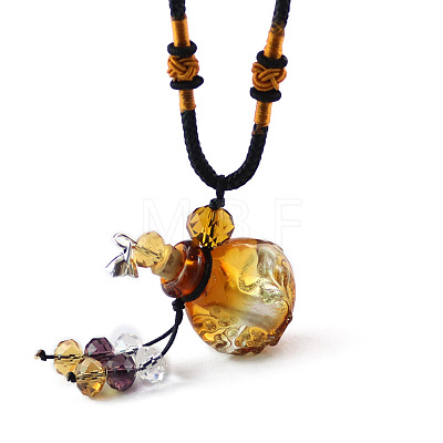 Lampwork Perfume Bottle Pendant Necklace with Glass Beads BOTT-PW0002-059A-05-1