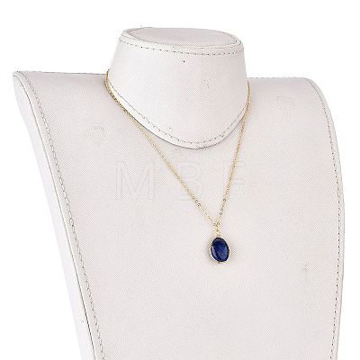 Natural Lapis Lazuli Wire Wrapped Pendant Necklaces X-NJEW-JN03080-03-1