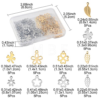 50Pcs 10 Styles 201 & 304 & 306 Stainless Steel Charms STAS-FS0001-47-1