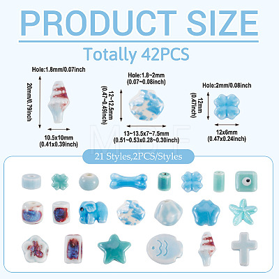 42Pcs 21 Styles Handmade Porcelain Beads PORC-TA0001-45-1