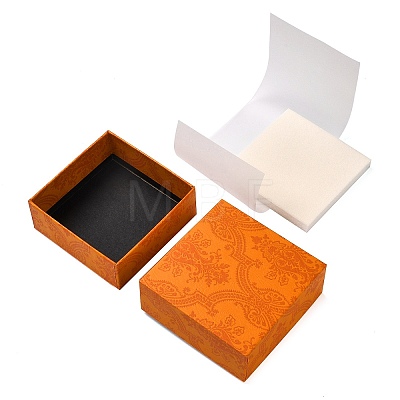 Square Flower Print Cardboard Bracelet Box CBOX-Q038-03B-1
