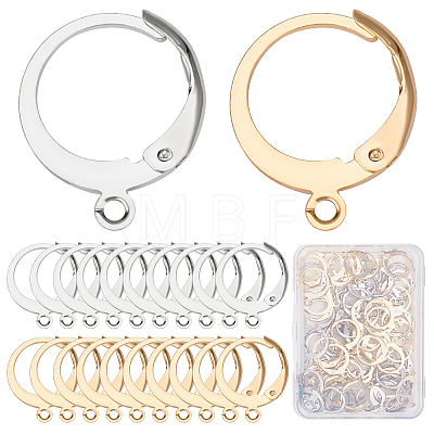 80Pcs 2 Colors 304 Stainless Steel Leverback Earring Findings STAS-SC0004-60-1