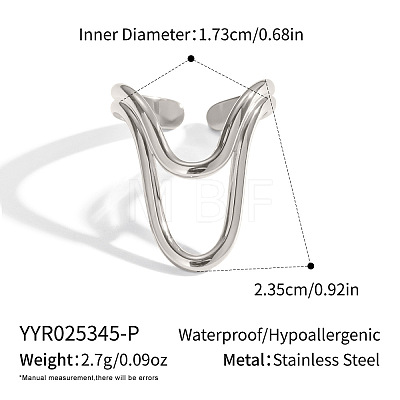 Adjustable 304 Stainless Steel Open Cuff Rings for Women SZ1207-6-1