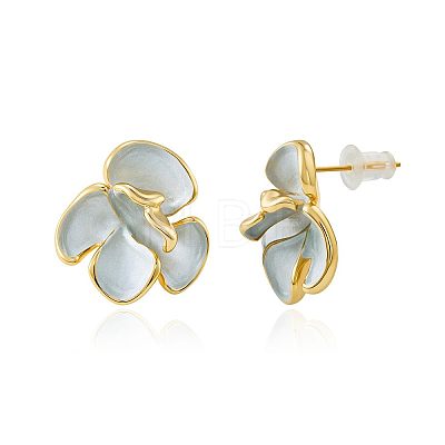 Flower Brass Enamel Stud Earrings FS-WGDDC1E-01-1