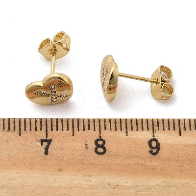 Rack Plating Brass Micro Pave Clear Cubic Zirconia Stud Earrings EJEW-K299-01G-X-1