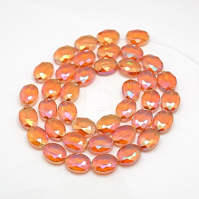 Faceted Electroplate Crystal Glass Oval Beads Strands EGLA-F058-M-1