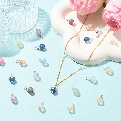 110Pcs 11 Colors Baking Paint Glass with Gold Powder Pendants PALLOY-YW00212-1