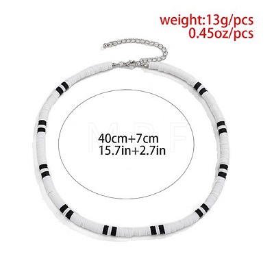 Bohemian Black and White Polymer Clay Heishi Beaded Necklaces for Men DR8717-1