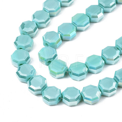 Electroplate Opaque Solid Color Glass Beads Strands EGLA-N002-27-A03-1