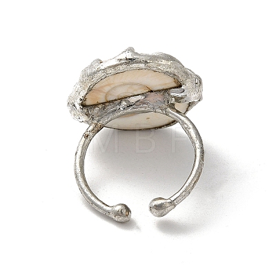 Dyed Natural Shell Eye Open Cuff Ring RJEW-M155-02S-1