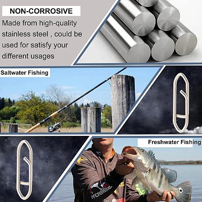 SUPERFINDINGS 180Pcs 9 Style 201 Stainless Steel High Strength Fishing Snap FIND-FH0004-42-1