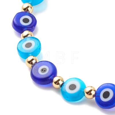 Lampwork Evil Eye & Brass Stretch Bracelet for Women BJEW-JB08386-02-1