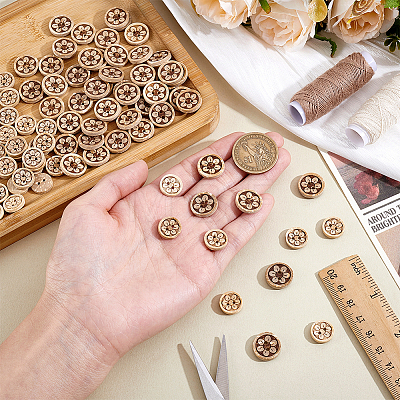 100Pcs 2 Styles Natural Coconut Buttons BUTT-ME0001-22-1