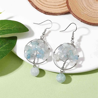 Natural Aquamarine Dangle Earrings EJEW-JE05747-05-1