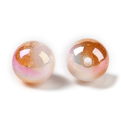 UV Plating Opaque Crackle Two-tone Acrylic Beads MACR-C032-01E-1