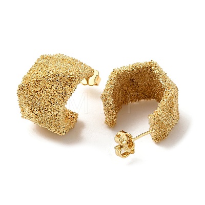 Real 18K Gold Plated Brass Stud Earrings EJEW-G382-10E-G-1