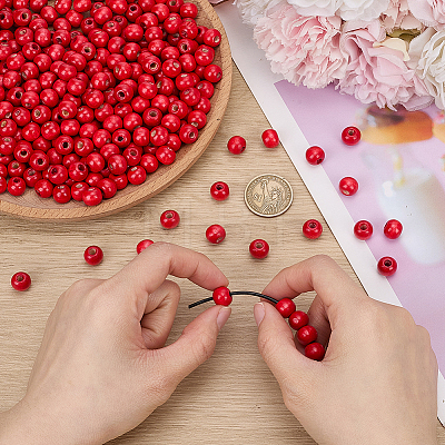 600Pcs Dyed Natural Wood Beads COCO-SC0002-39B-1