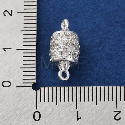 Brass Micro Pave Clear Cubic Zirconia Hollow Column Connector Charms KK-A230-05F-S-1