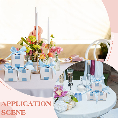 Square Paper Wedding Candy Storage Boxes with Ribbon AJEW-WH0609-744D-1