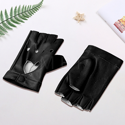1 Pair Imitation Leather Fingerless Gloves AJEW-CL0004-95B-1