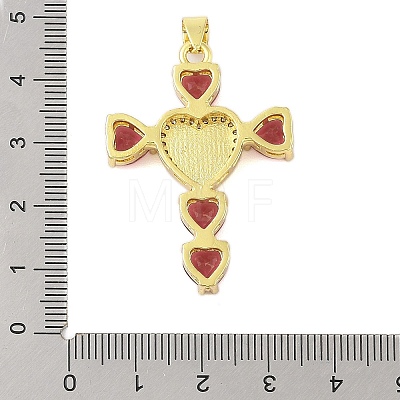 Rack Plating Brass Micro Pave Cubic Zirconia Heart Shape Virgin Mary Cross Pendant KK-S380-44G-G-1