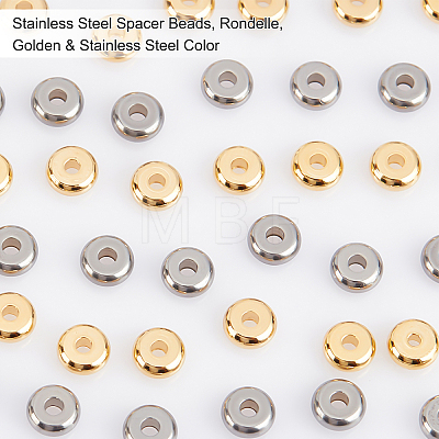 200Pcs 2 Colors 304 Stainless Steel Spacer Beads STAS-DC0005-66-1