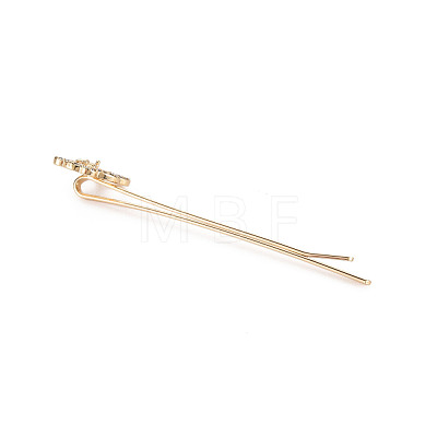 Brass Micro Pave Clear Cubic Zirconia Hair Bobby Pin Findings KK-S356-649-NF-1