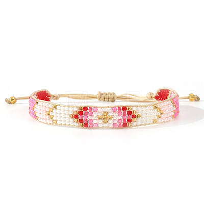 Adjustable Glass Seed Bead Braided Bead Bracelets for Women AP3719-3-1